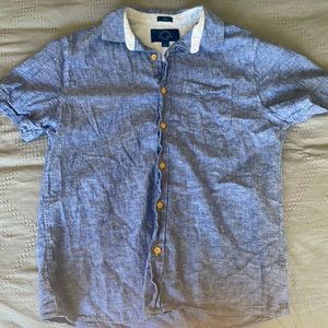 Slim Fit Gray Chambray Short Sleeve Button Down
